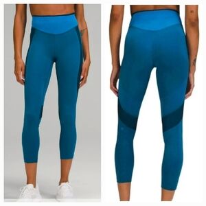 NWT LULULEMON Seamless Mesh High Rise Train Leggings 25" Blue 4